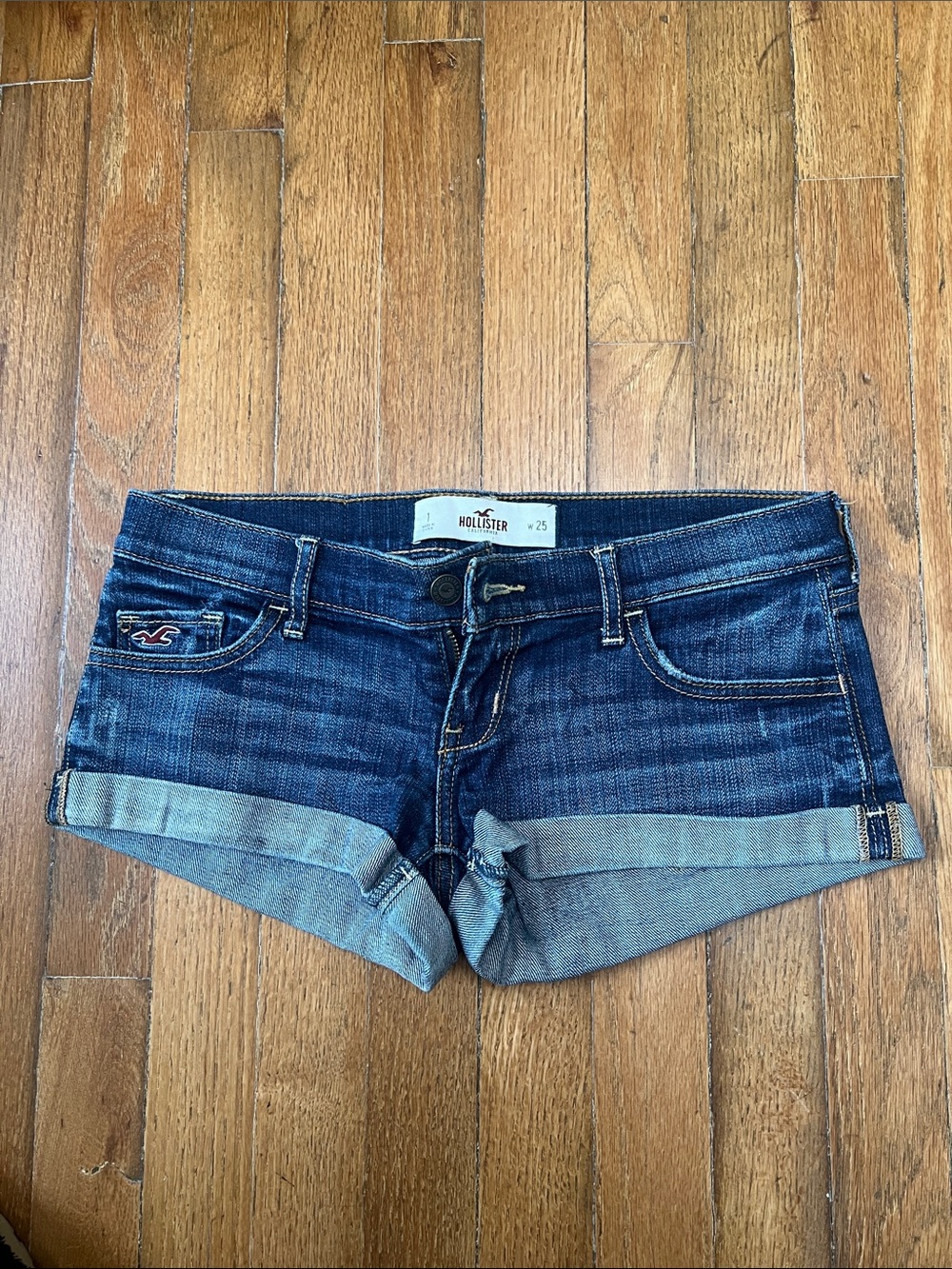 Hollister Dark Blue Cuffed Denim Shorts